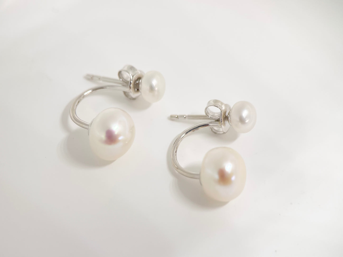 Double Pearl Back Drop Earrings