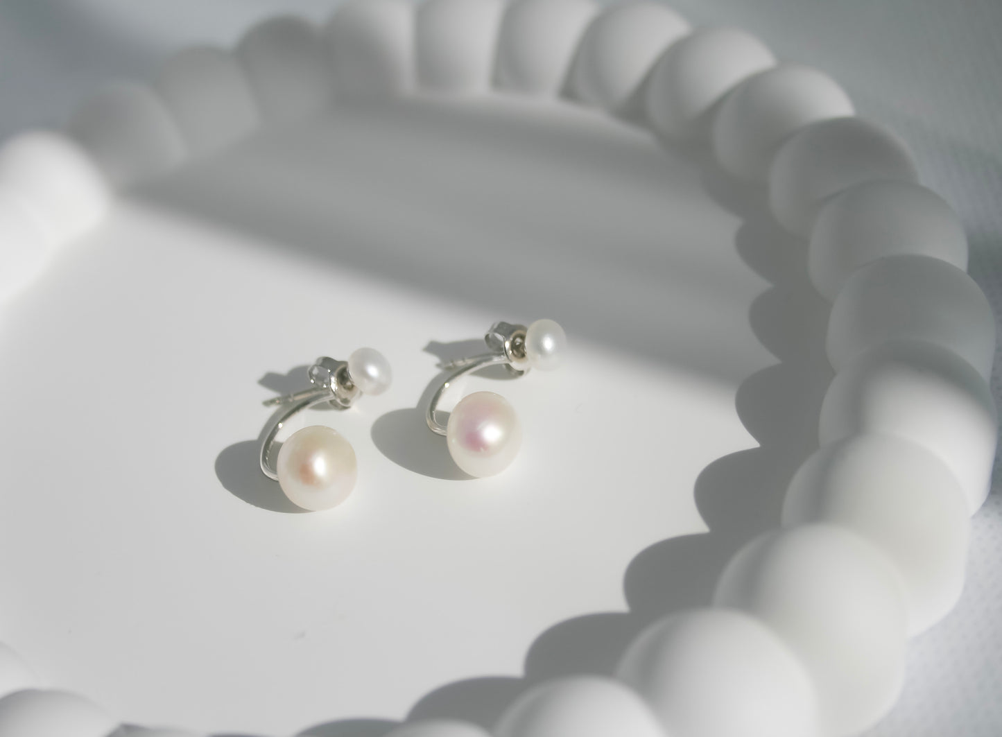 Double Pearl Back Drop Earrings