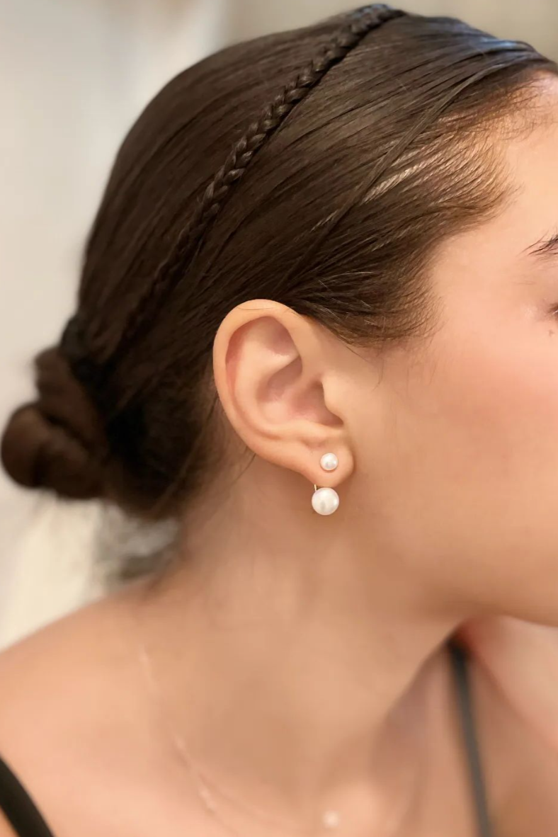 Double Pearl Back Drop Earrings