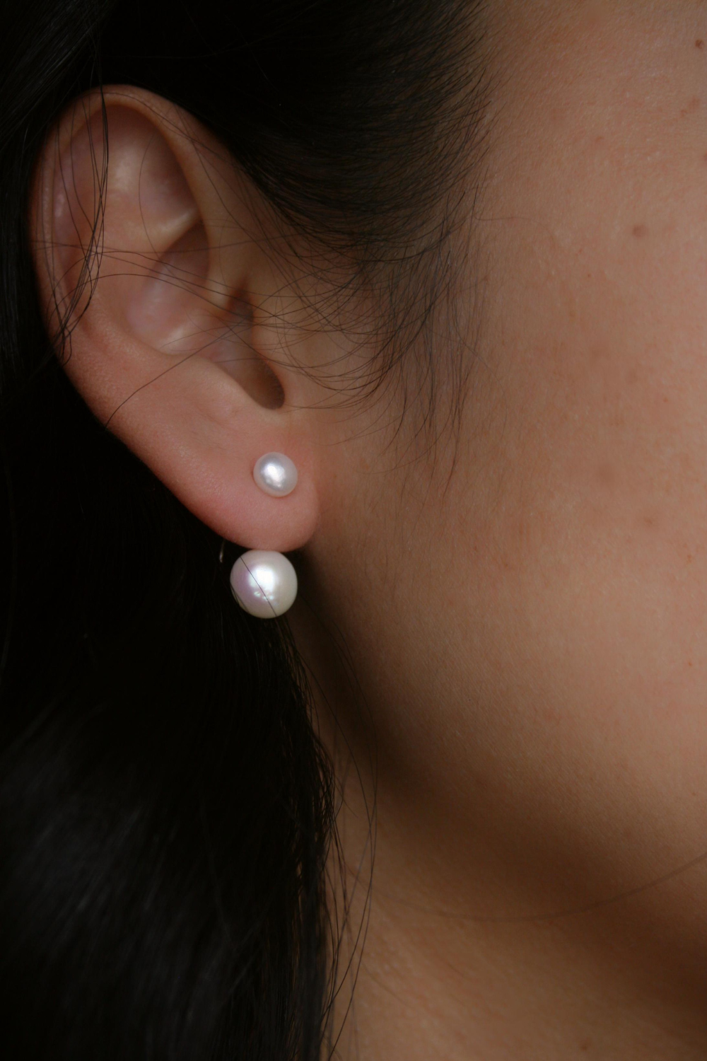 Double Pearl Back Drop Earrings