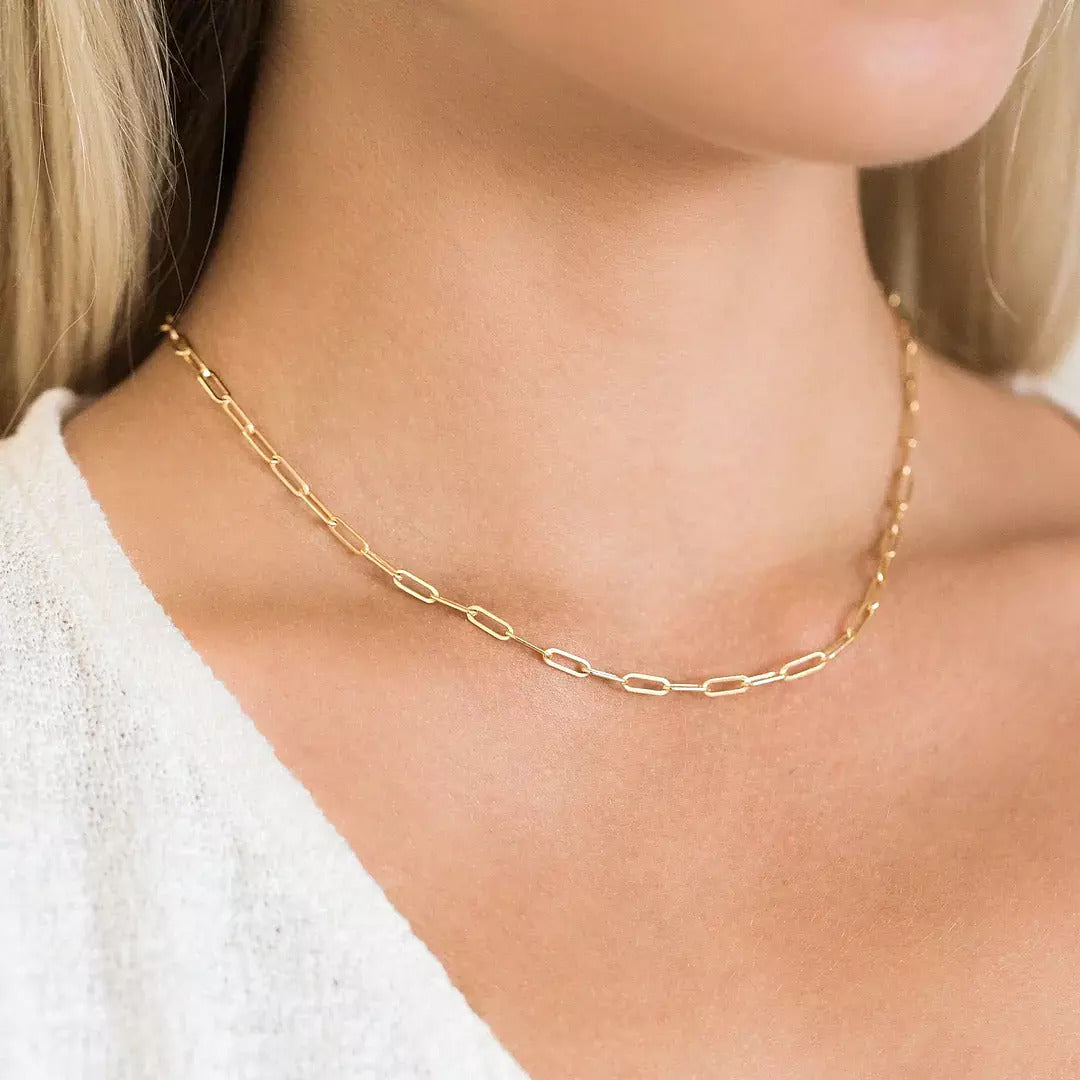 Minimalist Gold Paperclip Chain Necklace