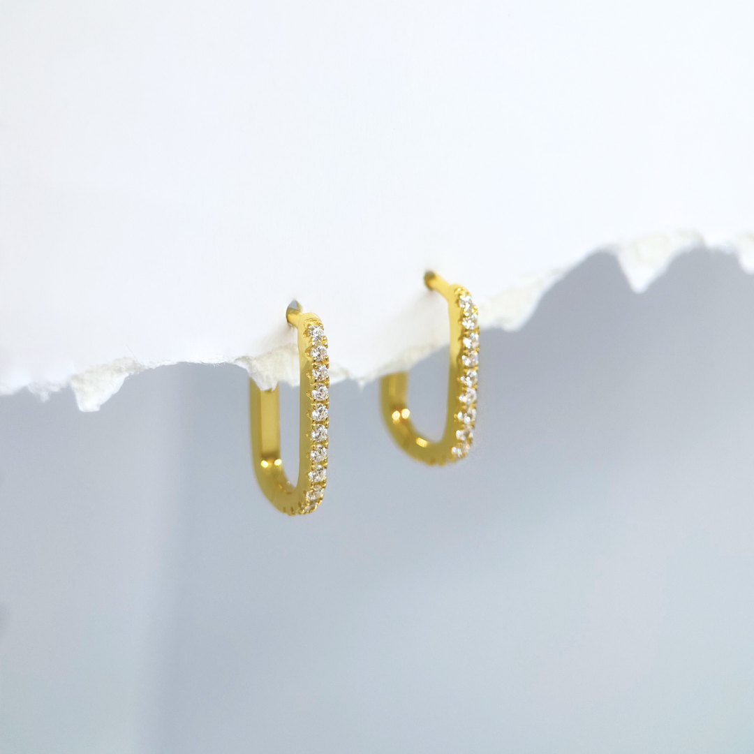 Pavé Rectangular Hoop Earrings
