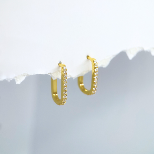 Pavé Rectangular Hoop Earrings