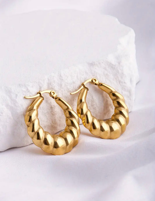 Bold Twisted Gold Hoop Earrings