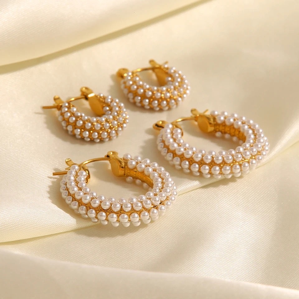 Elegant Pearl Hoop Earrings