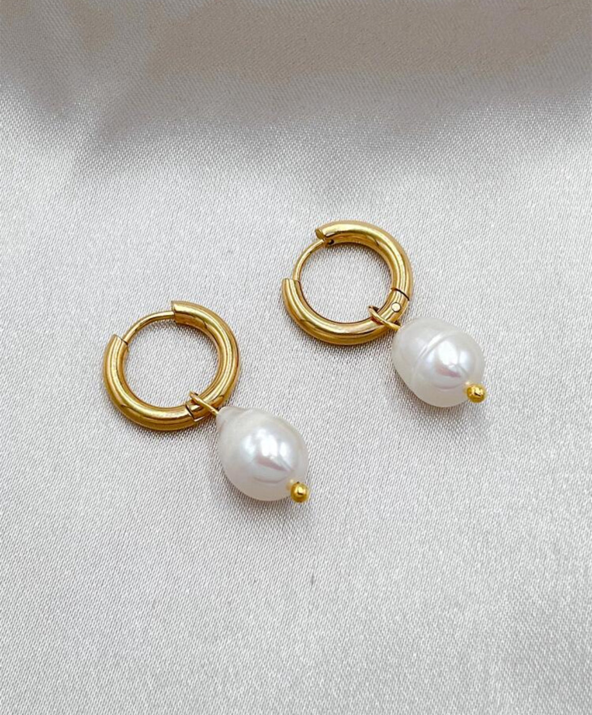 Lustrous Pearl Drop Hoops