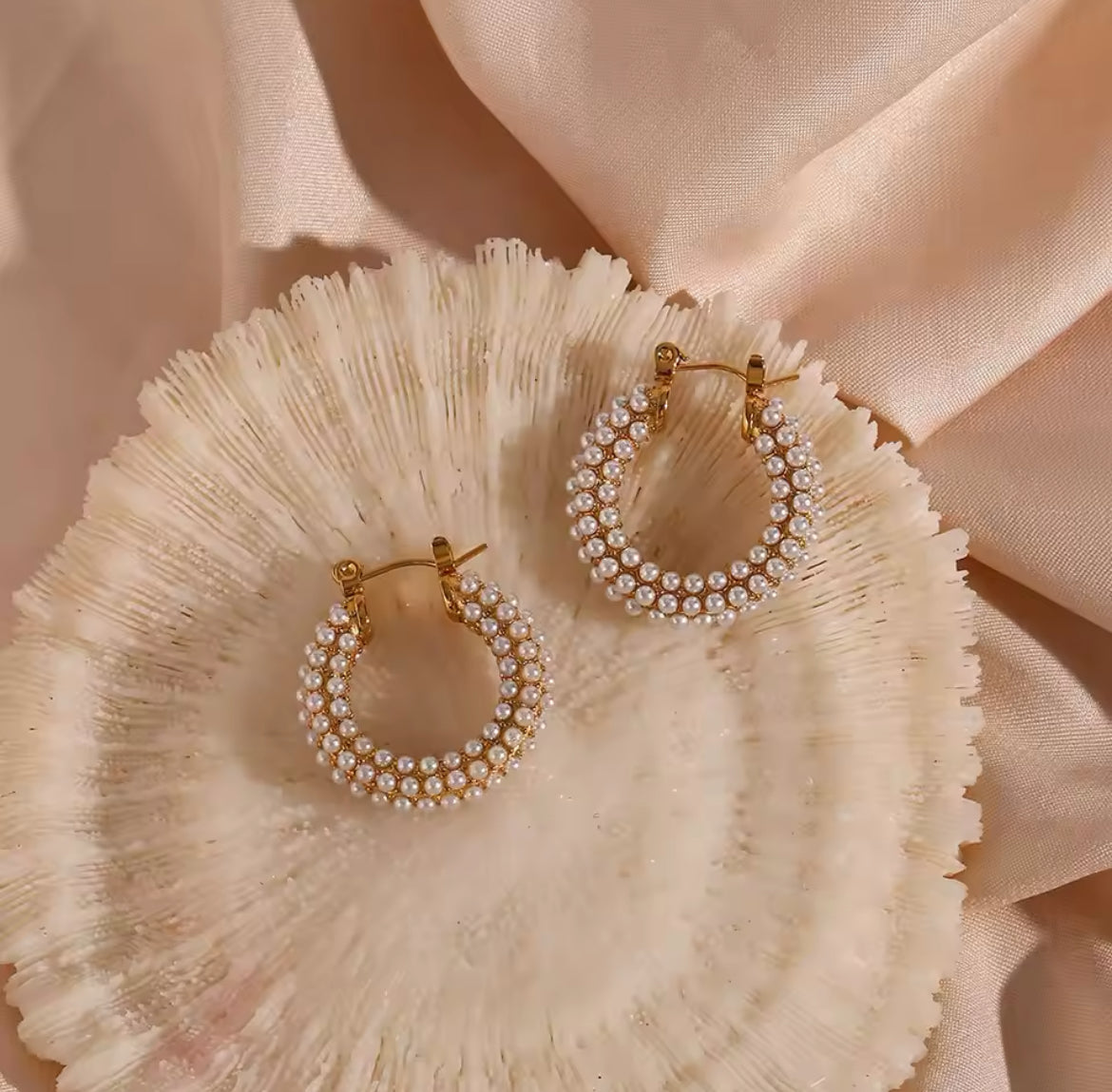 Elegant Pearl Hoop Earrings