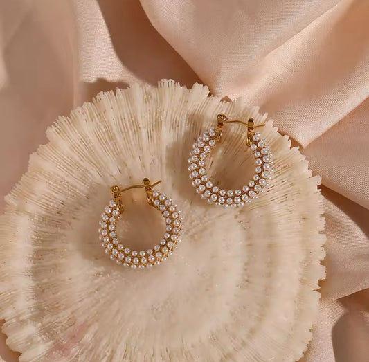 Elegant Pearl Hoop Earrings