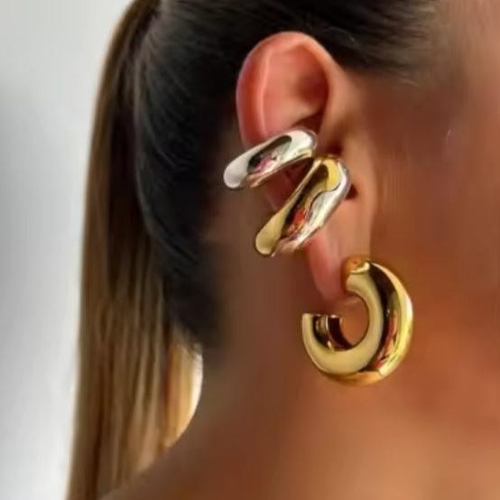 Sculpted Elegance Silver Hoop Earrings