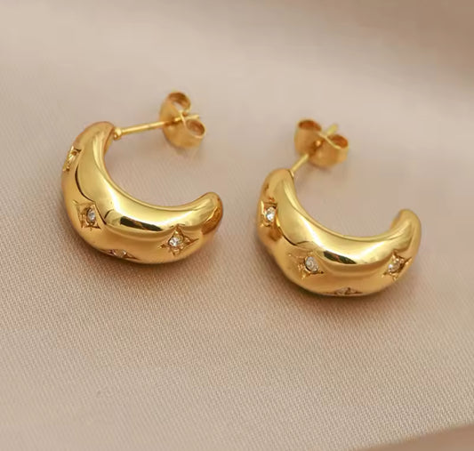 Abstract Gold Stud with Diamond Accents Earrings