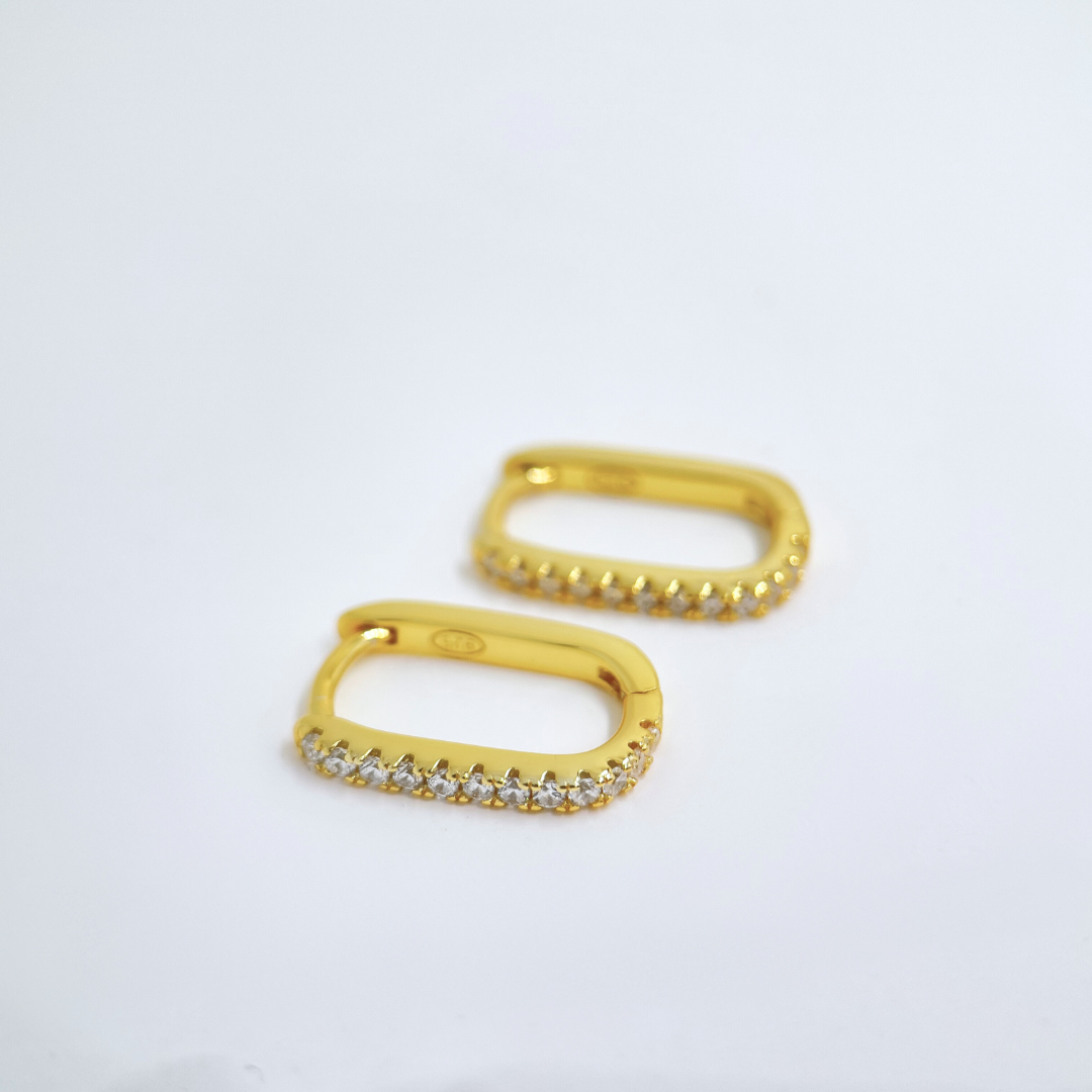 Pavé Rectangular Hoop Earrings