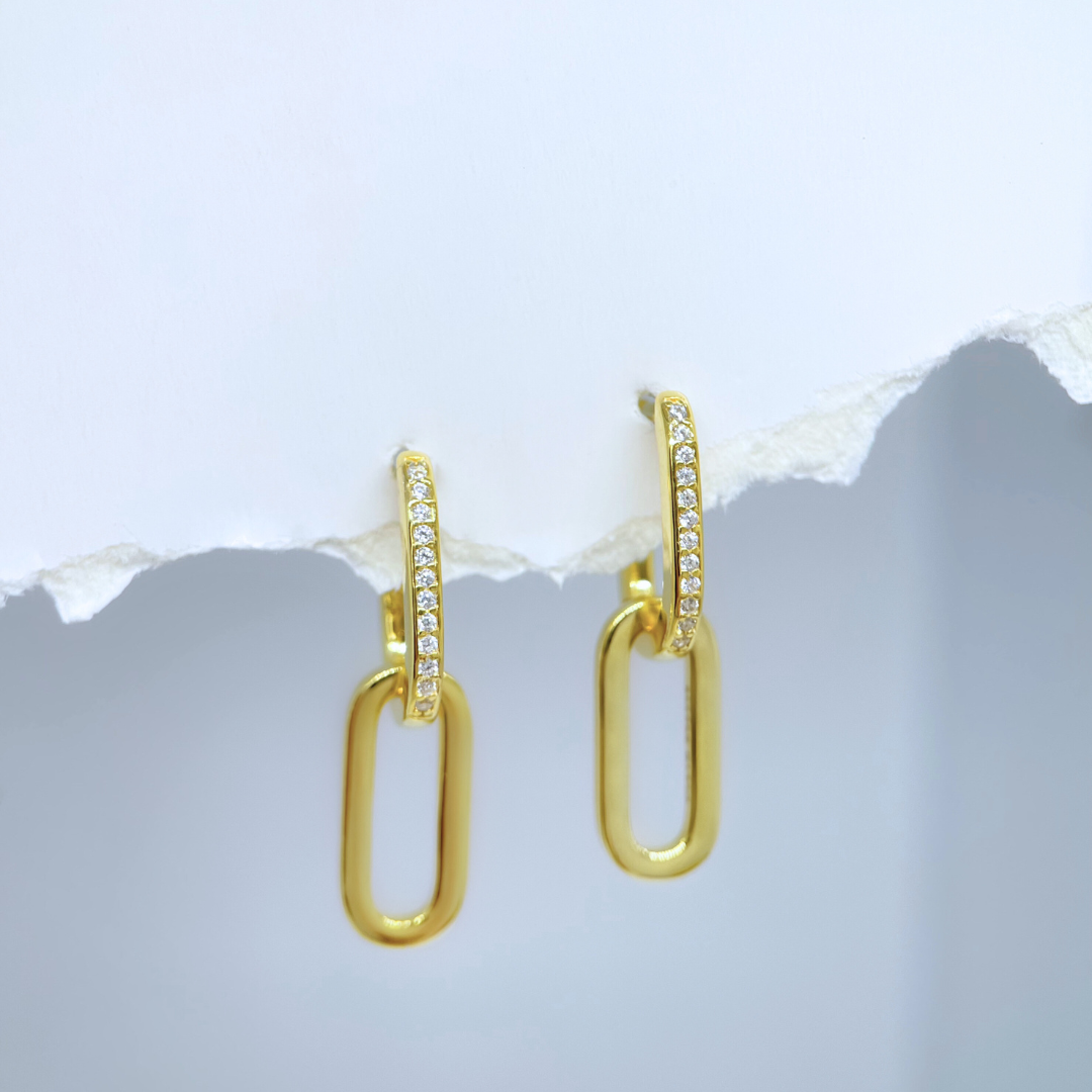 Pavé Link Chain Drop Earrings