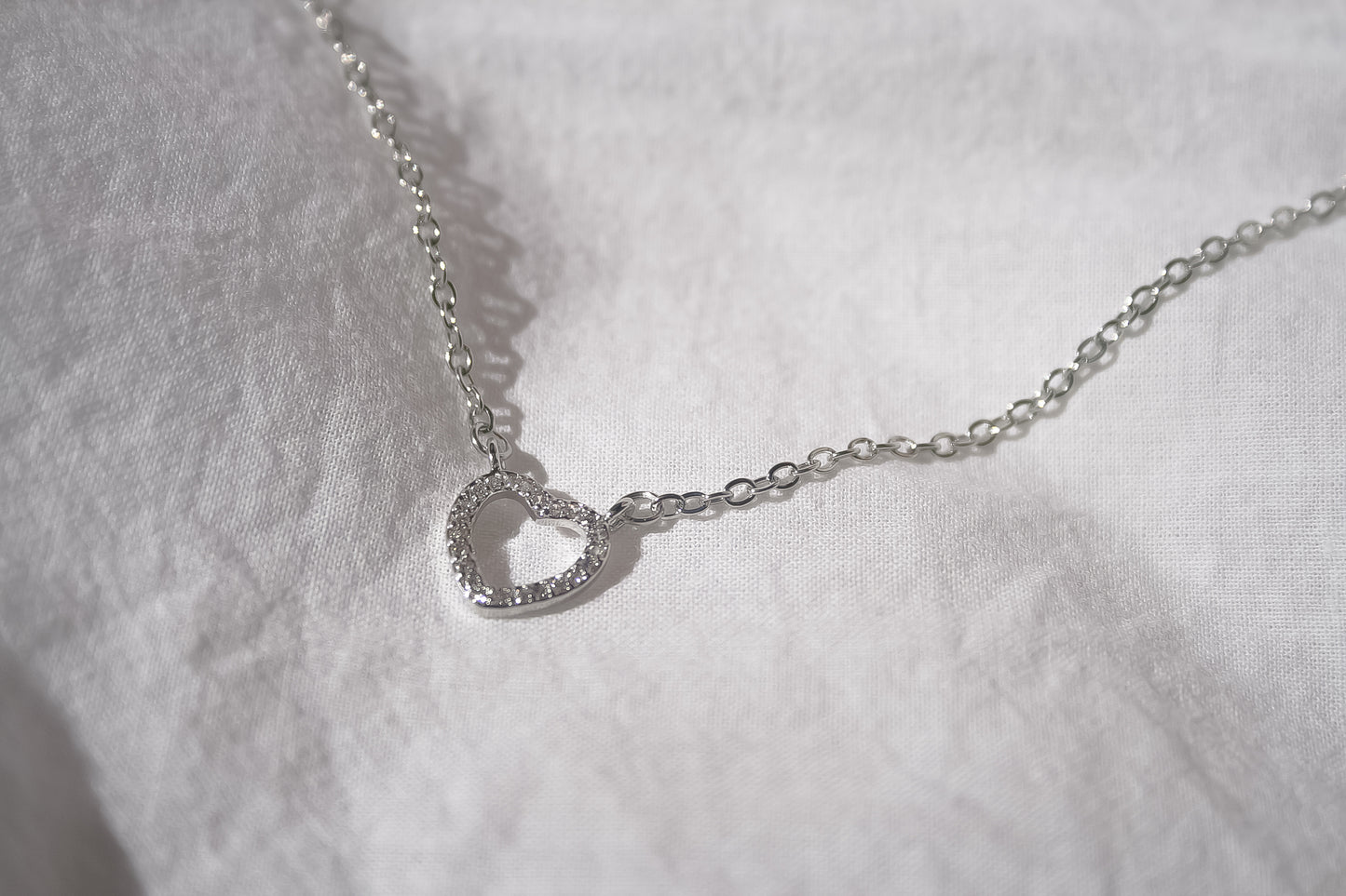 Silver Pavé Heart Pendant Necklace