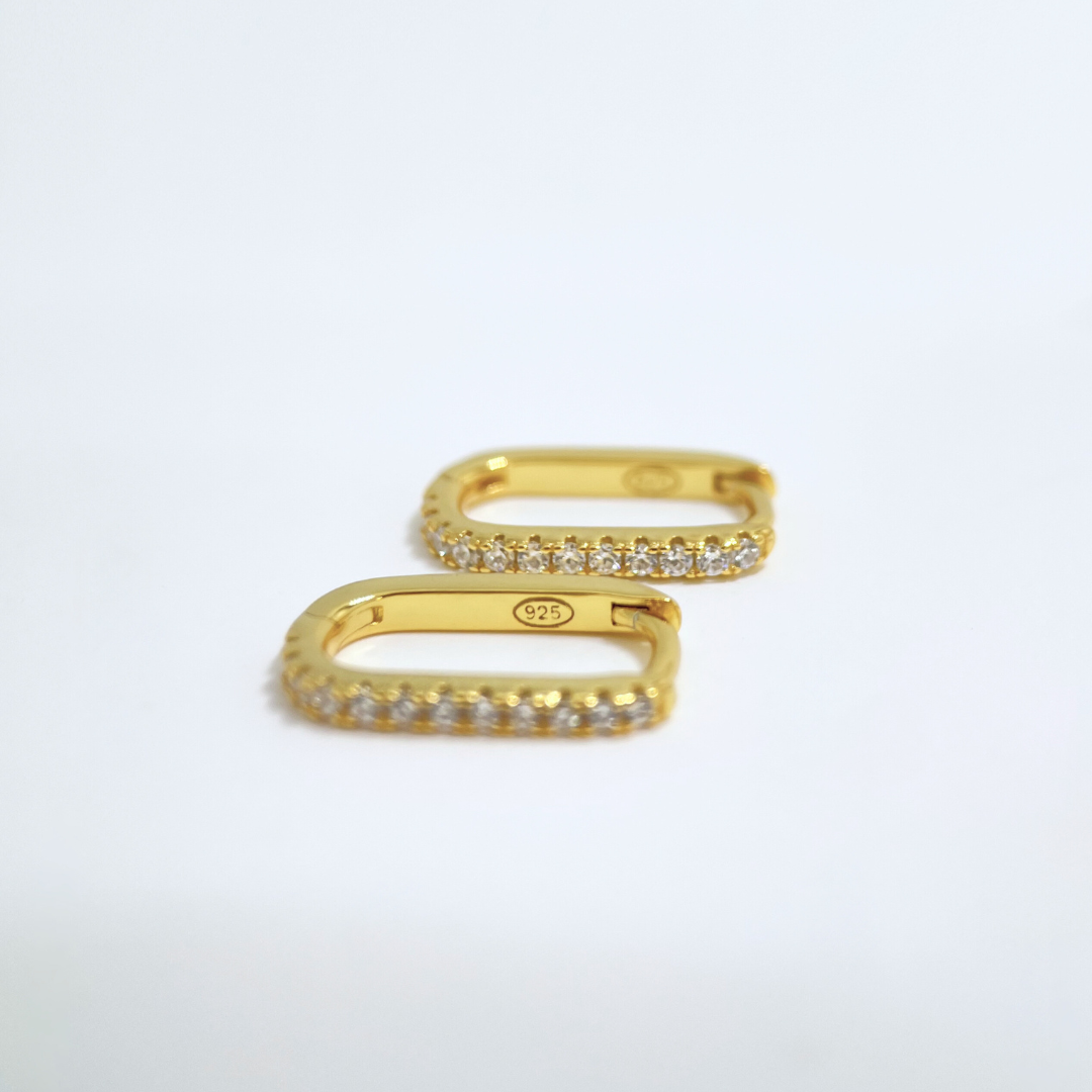 Pavé Rectangular Hoop Earrings