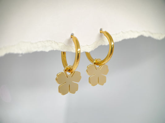 Chic Gold Plated Flower Hoop Earrings