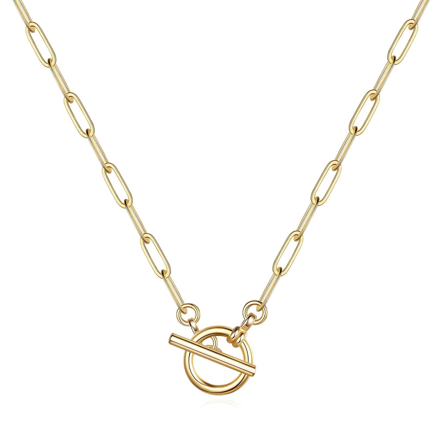 Elegant Gold Link Necklace with Toggle Clasp Necklace