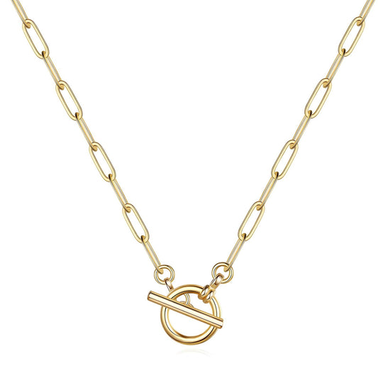 Elegant Gold Link Necklace with Toggle Clasp Necklace