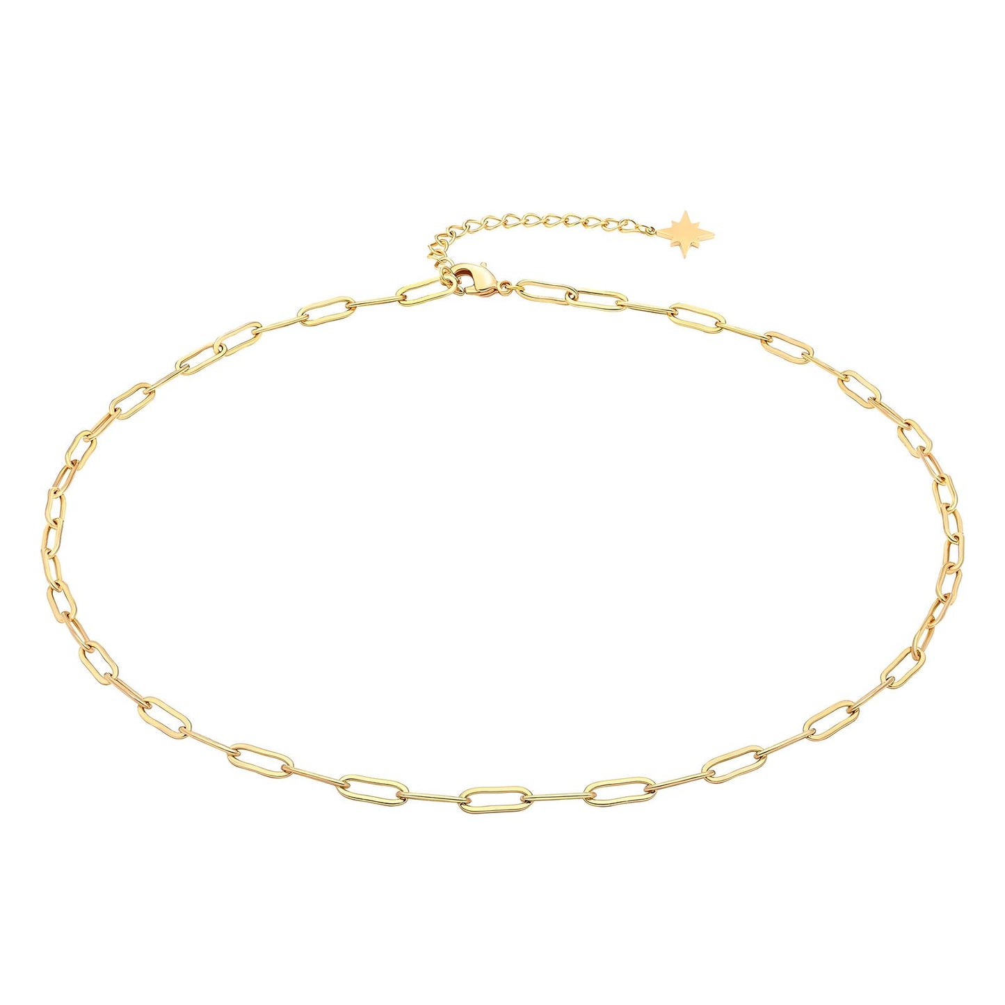 Minimalist Gold Paperclip Chain Necklace