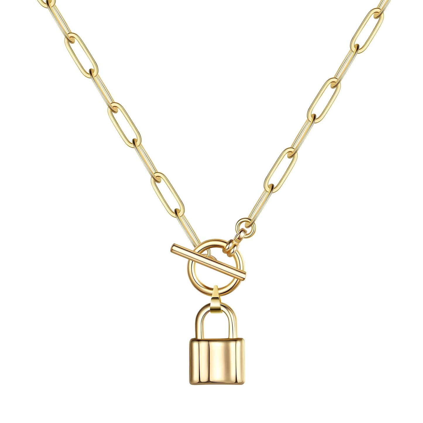 Gold-Plated Padlock Pendant Necklace