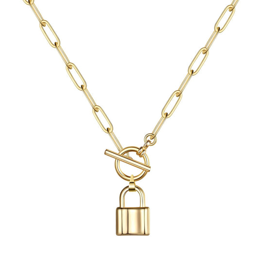 Gold-Plated Padlock Pendant Necklace