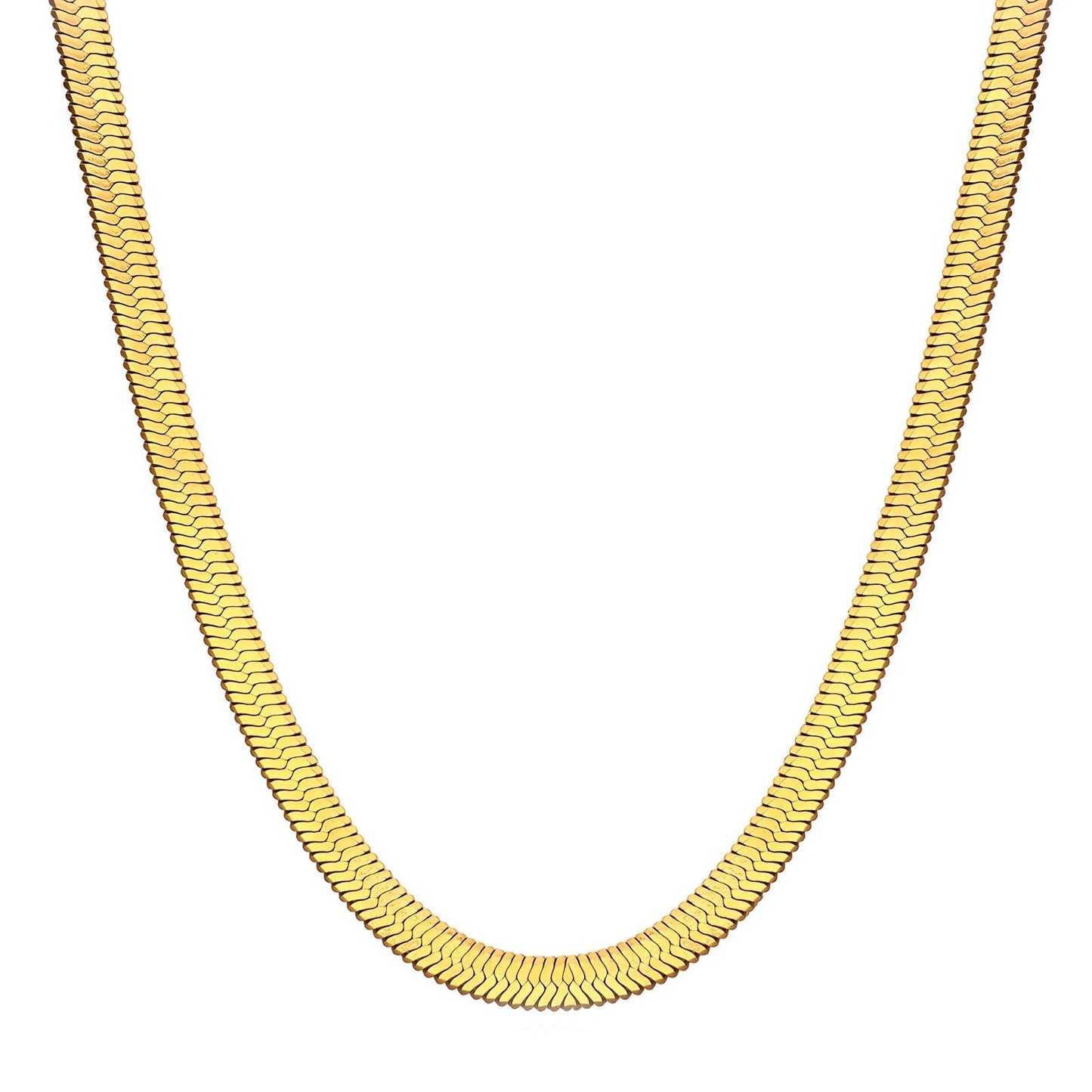 Classic Gold Herringbone Chain Necklace