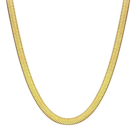 Classic Gold Herringbone Chain Necklace
