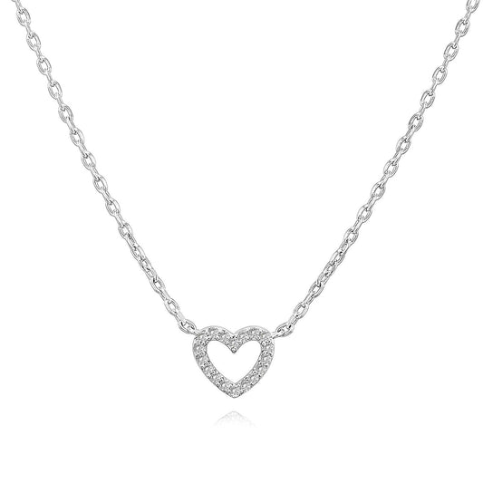 Silver Pavé Heart Pendant Necklace