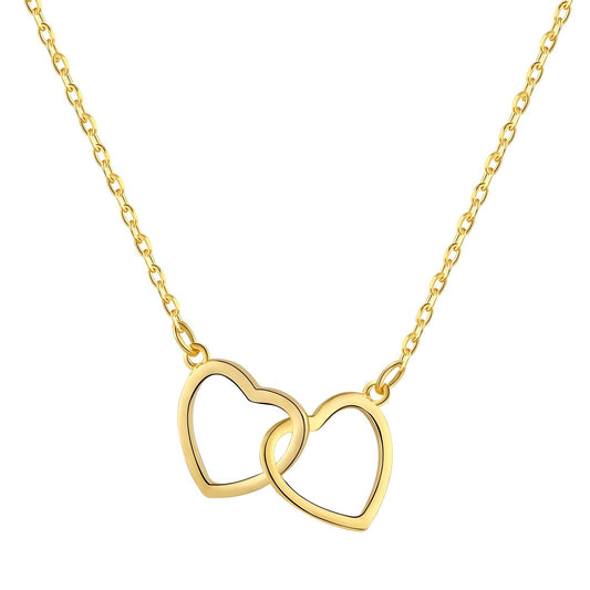 Gold-Plated Interlocked Hearts Necklace
