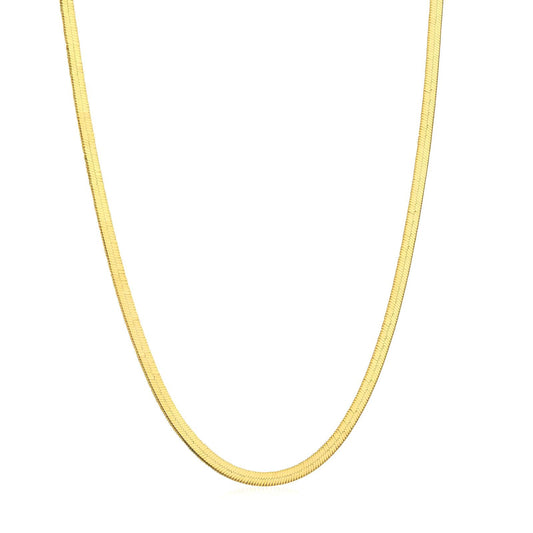 Gold Flat Herringbone Snake Chain Necklace