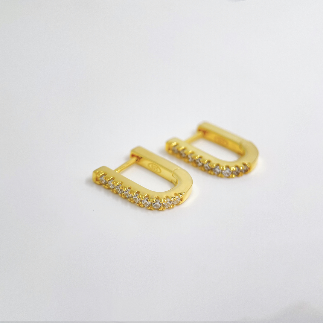 Sparkle Geometric Rectangle Hoop Earrings