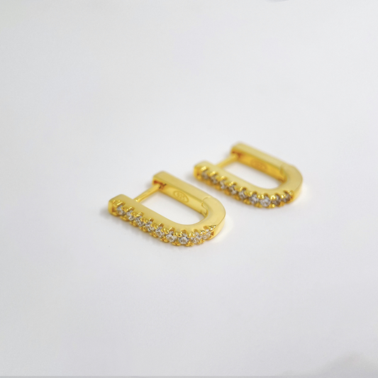 Sparkle Geometric Rectangle Hoop Earrings
