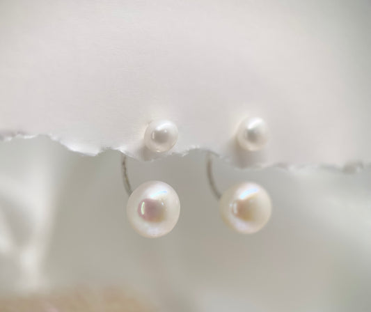 Double Pearl Back Drop Earrings