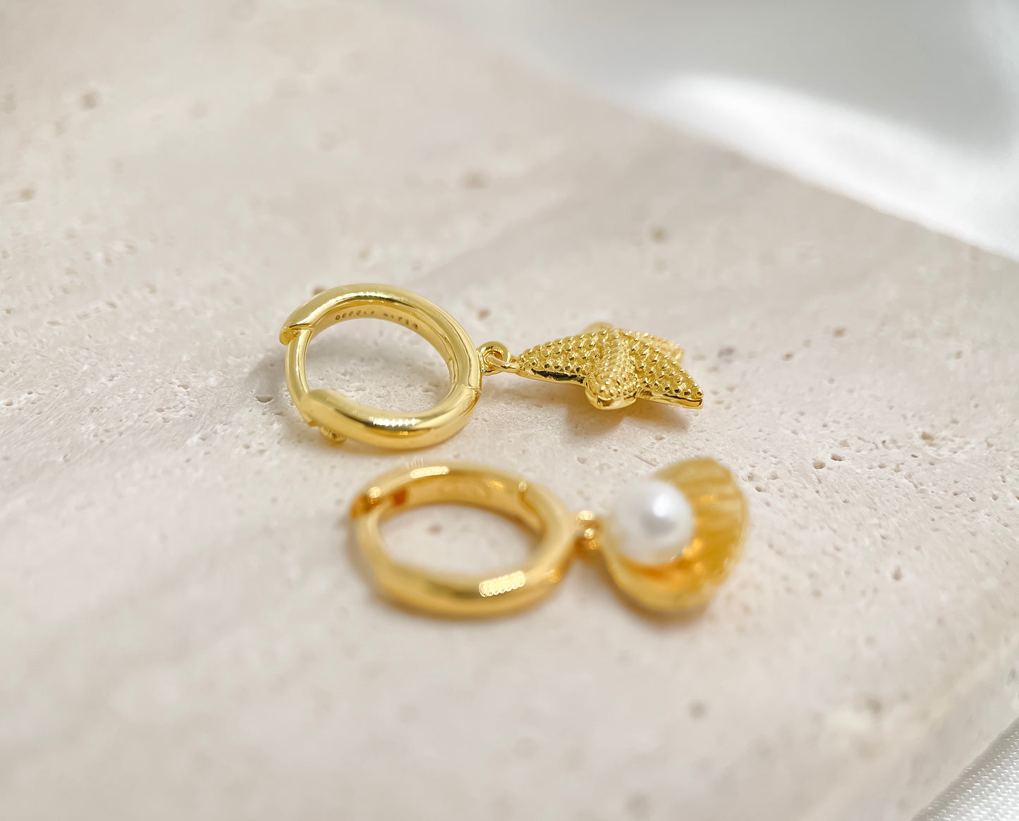 Seashell and Starfish hoop earrings