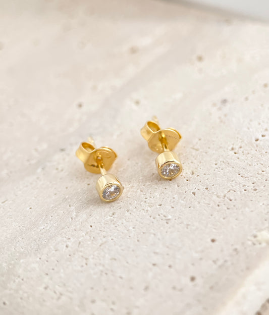 Bezel Stud Earrings