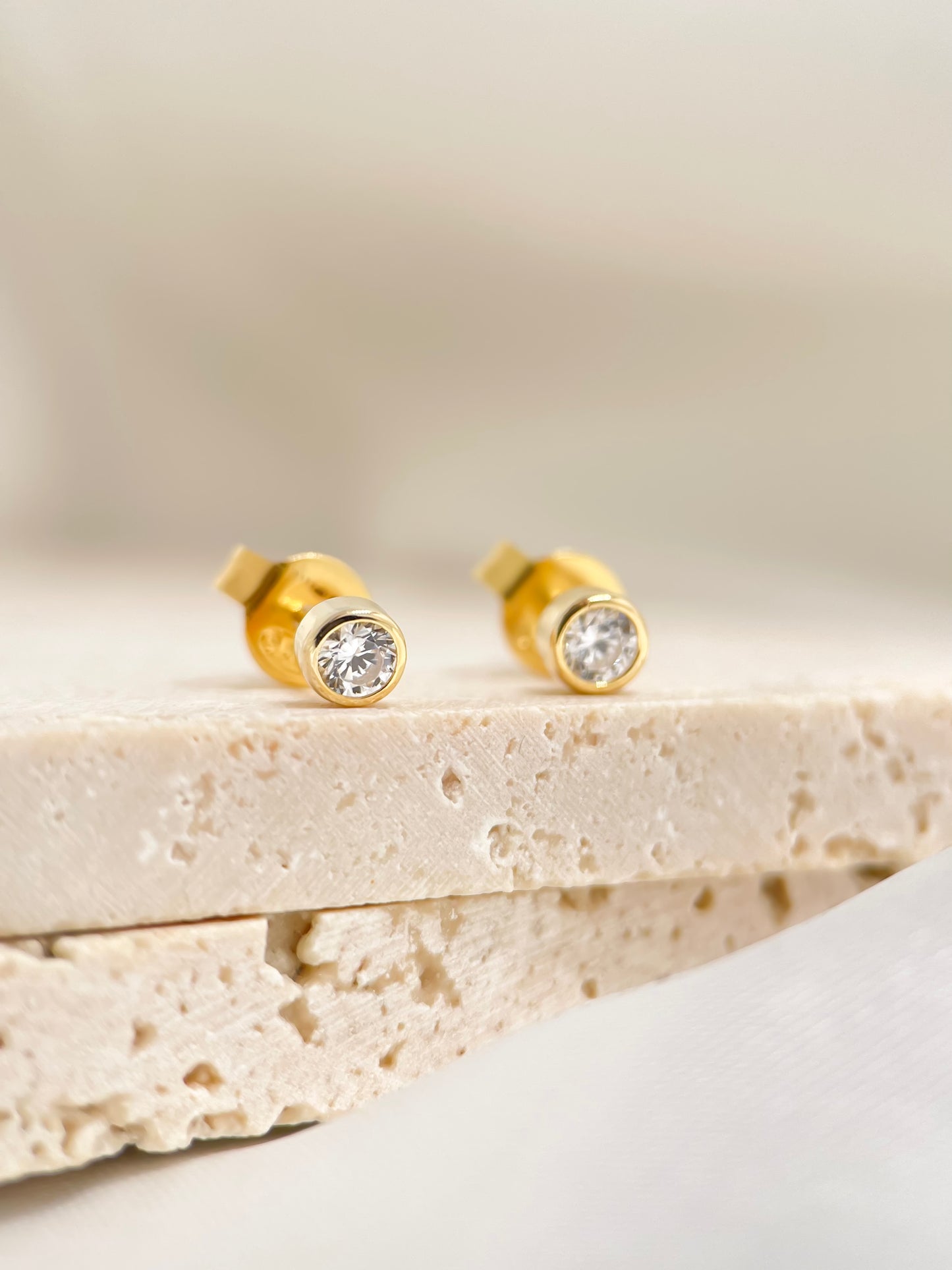 Bezel Stud Earrings