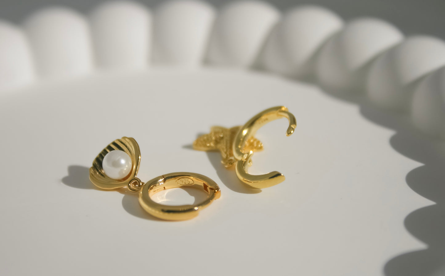 Seashell and Starfish hoop earrings