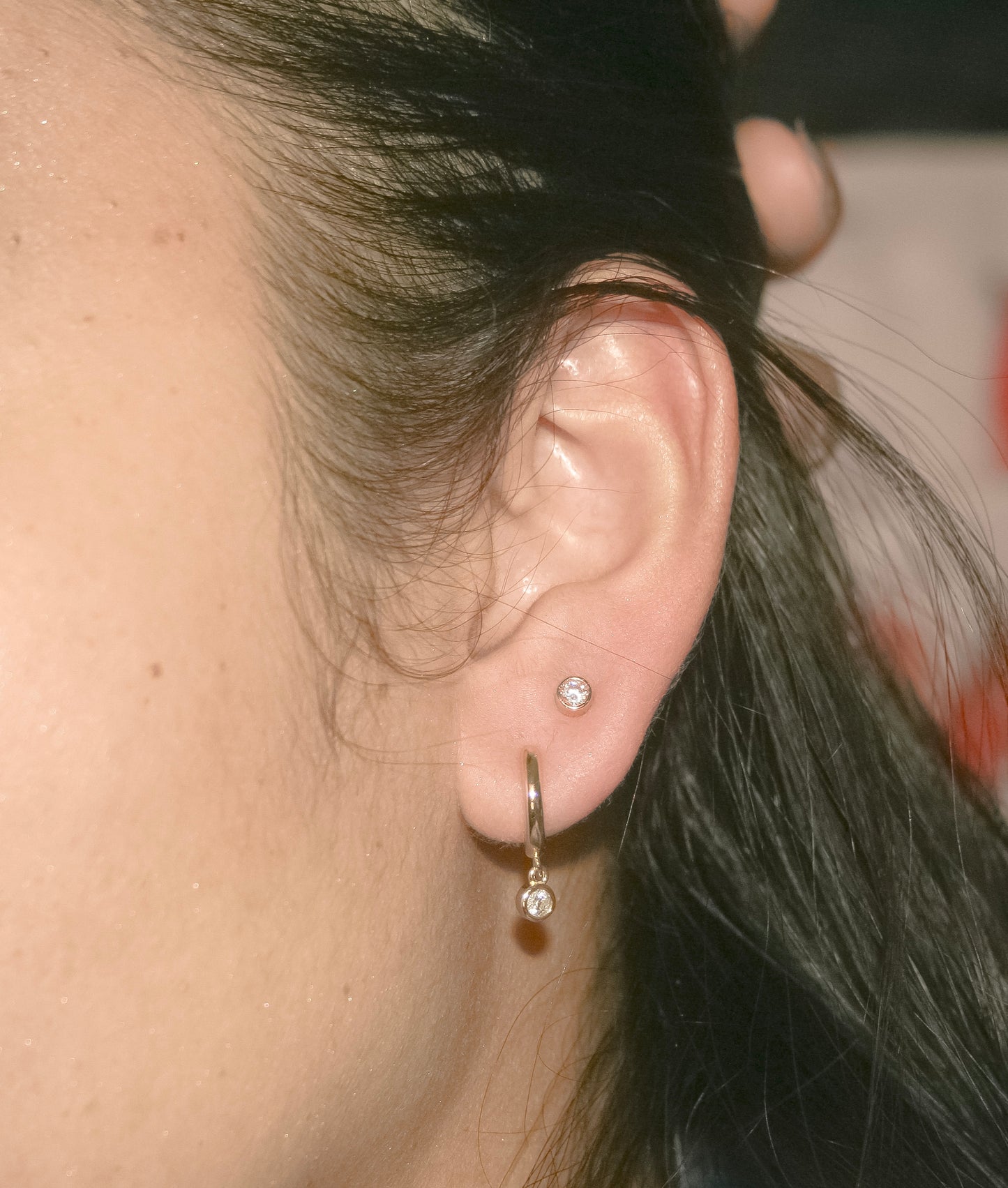 Bezel Stud Earrings