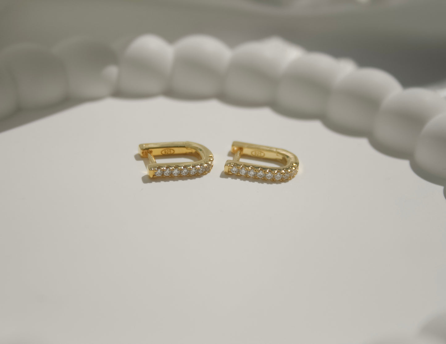 Sparkle Geometric Rectangle Hoop Earrings