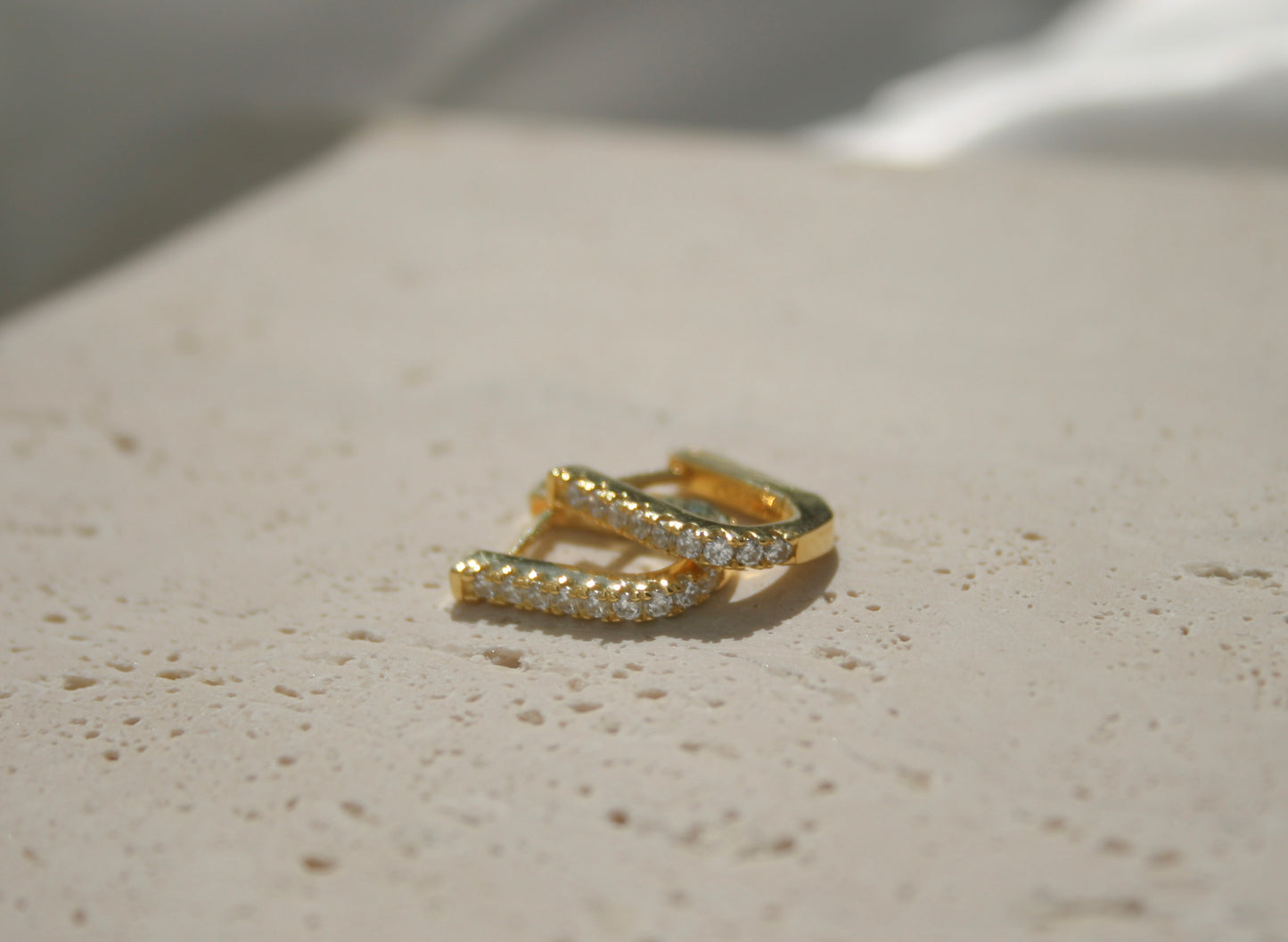 Sparkle Geometric Rectangle Hoop Earrings